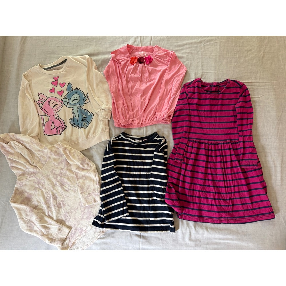 Girls 4T Clothing Lot Disney Stitch OshKosh Zara Primary Grayson Mini 5pc Bundle
